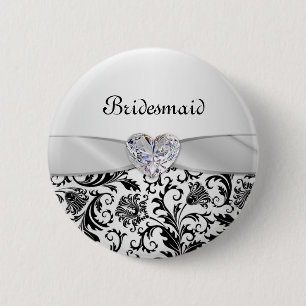 Schwarzer BlumenWirbel, der Brautjungfer Button