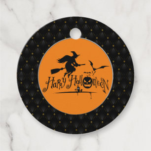 Schwarzer Boarder glückliche Halloween Hexe und Fl Geschenkanhänger