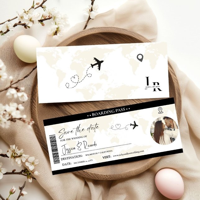 Schwarzer Boarding Pass Ticket Hochzeit Sichern Da Einladung (Von Creator hochgeladen)