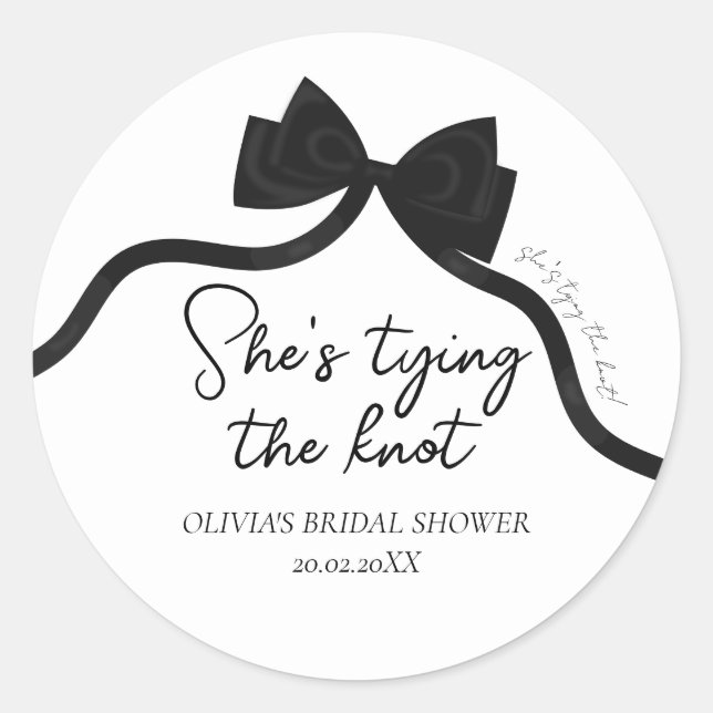 Schwarzer Bogen, der das Brautparty des Knotens bi Runder Aufkleber (Vorderseite)