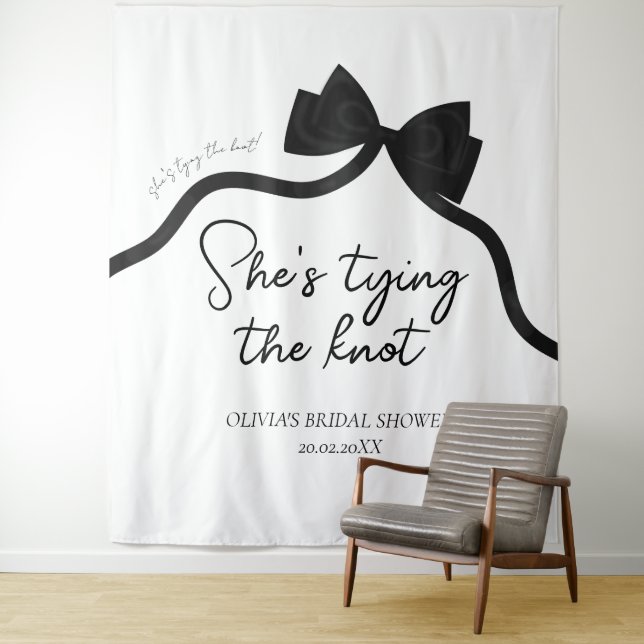 Schwarzer Bogen, der das Brautparty des Knotens bi Wandteppich (Beispiel)