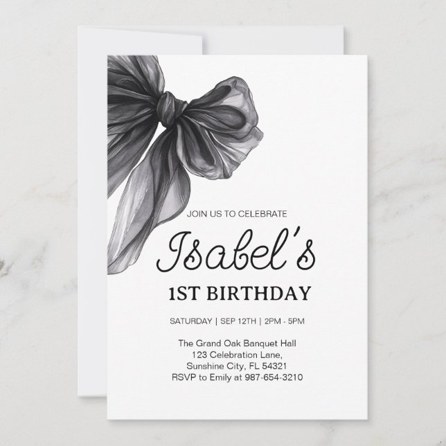 Schwarzer Bogen Erster Geburtstag, Sonnenschein 1. Einladung (Vorderseite)