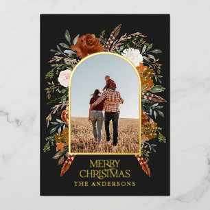 Schwarzer Bogen Foto elegant rustikal Folien Feiertagskarte