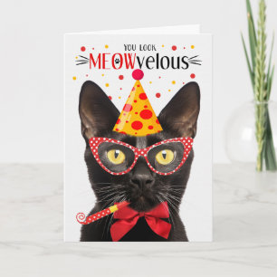 Schwarzer Bombay Cat MEOWvelous Geburtstag Karte