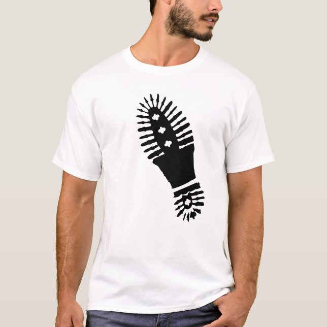 Schwarzer Bootprint (großer) T - Shirt (Vorderseite)