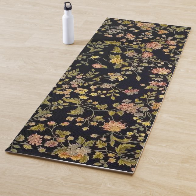 Schwarzer Botanischer Flor Yogamatte (Beispiel)
