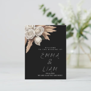 Schwarzer Botanischer Weißer Rosen-Pampas-RSVP-Ums Postkarte