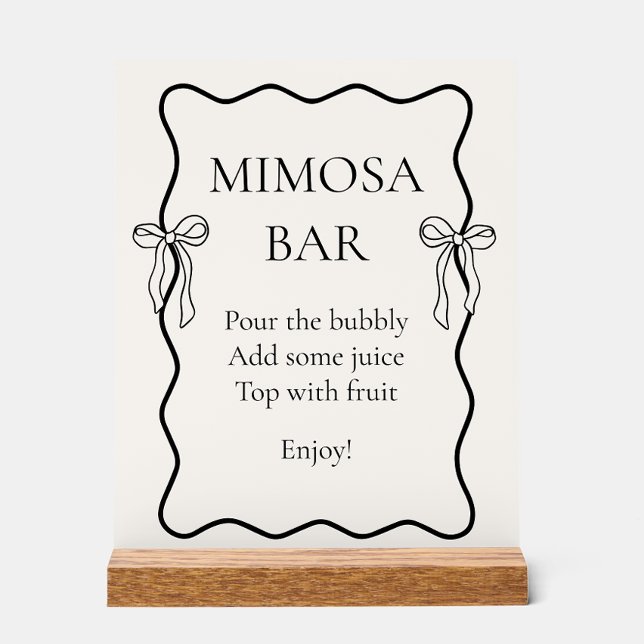 Schwarzer Bow, der das Knot-Brautparty Mimosa Bar Acrylschild (Von Creator hochgeladen)