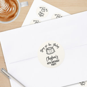 Schwarzer Bow, der ihre Dreißiger zum 40. Geburtst Runder Aufkleber