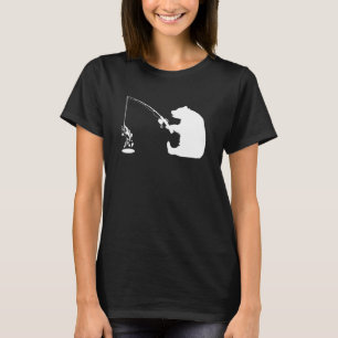 Schwarzer Brauner Grizzlybär Angeln Fischer Humor  T-Shirt