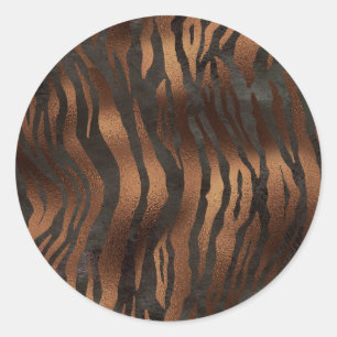 Schwarzer Bronze-Tiger Elegant Chic Stylisch Runder Aufkleber