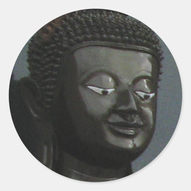 Schwarzer Buddha ... Nong Khai, Isaan, Thailand Runder Aufkleber (Vorderseite)