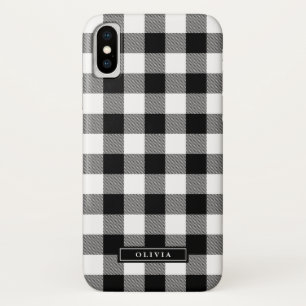 Schwarzer Büffel-karierter Muster-Name Case-Mate iPhone Hülle