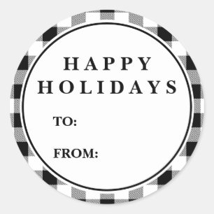 Schwarzer Büffel-karierter Runder Aufkleber