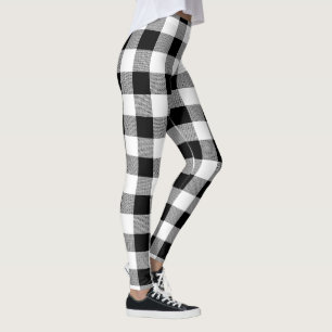 Schwarzer Büffel-kariertes Muster-Weihnachten Leggings