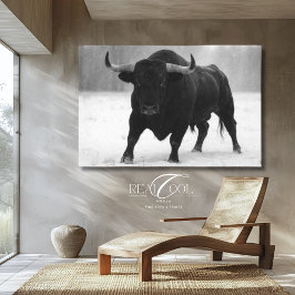 Schwarzer Bulle im Schnee Western Farm Szene Leinw Leinwanddruck