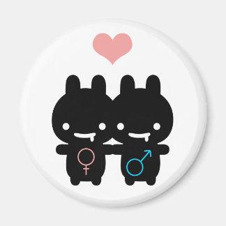 Schwarzer Bunny Liebe Magnet (weiß)