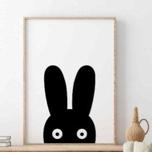 Schwarzer Bunny, Waldtiere, Skandinavische Poster