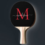 Schwarzer Burgundy Red Monogram Eleganter Skriptna Tischtennis Schläger<br><div class="desc">Modern Black Burgundy Red Maroon Monogram Elegante Script Name Ping Pong Paddle Paddel</div>
