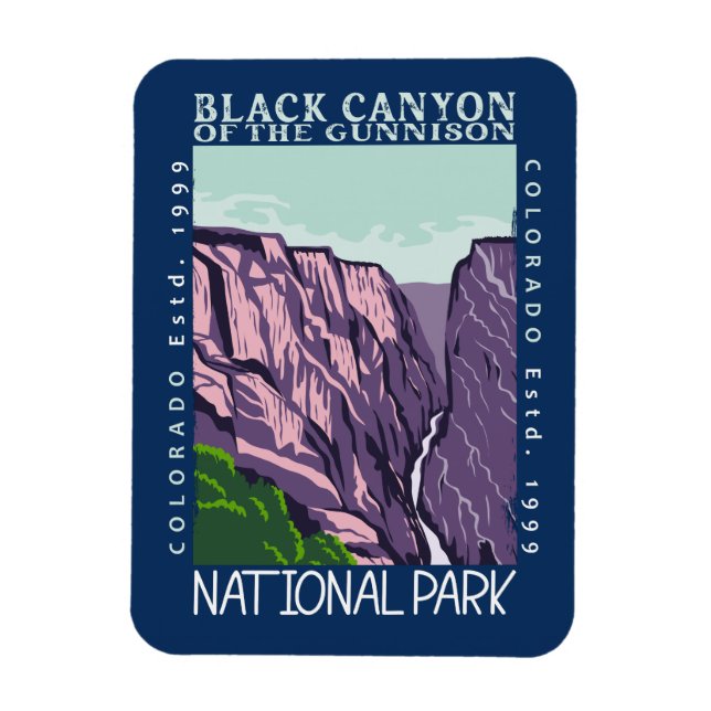 Schwarzer Canyon des Gunnison Nationalparks Retro Magnet (Vertikal)