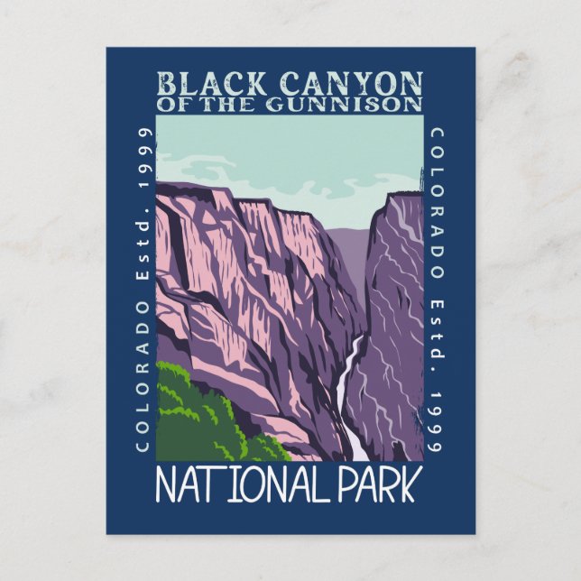 Schwarzer Canyon des Gunnison Nationalparks Retro Postkarte (Vorderseite)