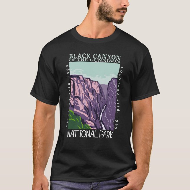 Schwarzer Canyon des Gunnison Nationalparks Retro T-Shirt (Vorderseite)