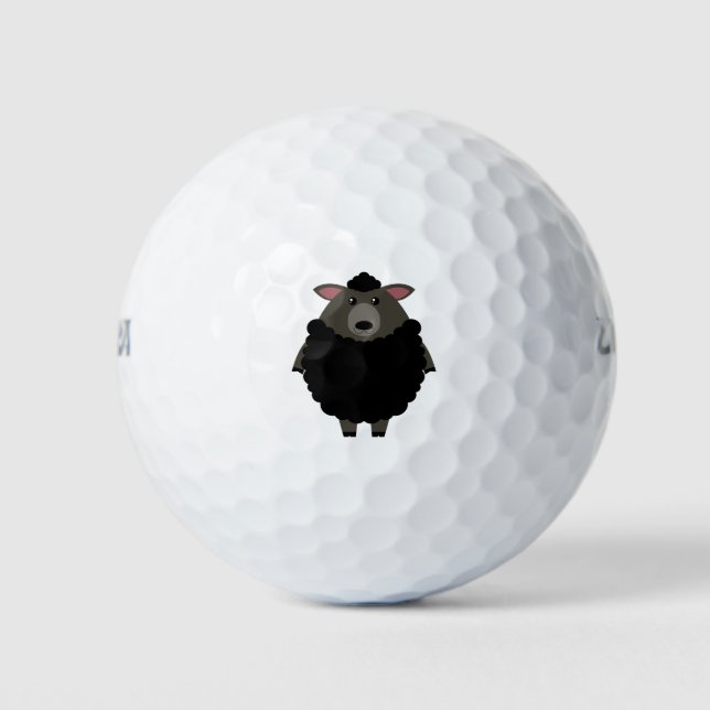 Schwarzer Cartoon Golfball (Vorderseite)
