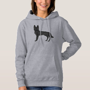 Schwarzer Cartoon GSD Dog Zeichnend Hoodie