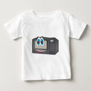 Schwarzer Cartoon Mikrowelle Baby T-shirt
