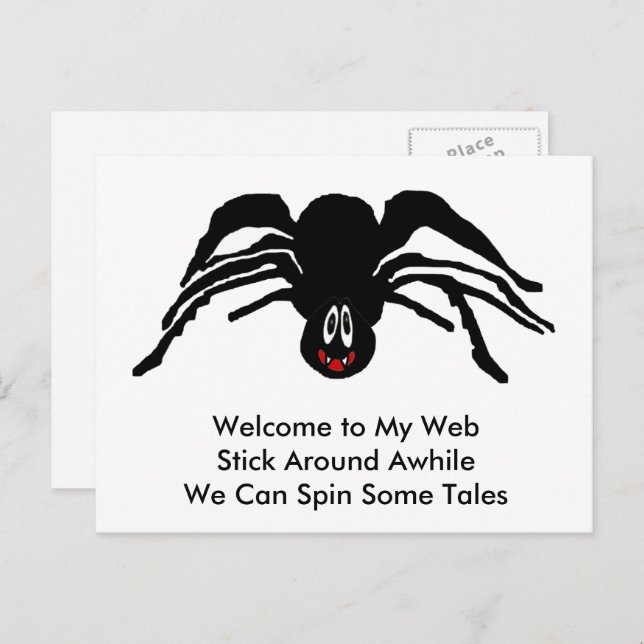 Schwarzer Cartoon Schwarzer Spider Halloween Postkarte (Vorne/Hinten)