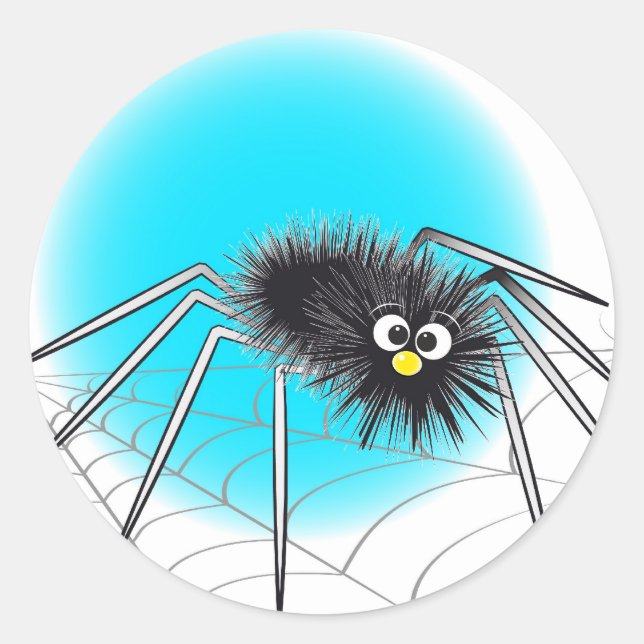 Schwarzer Cartoon-Spider-Sticker Runder Aufkleber (Vorderseite)