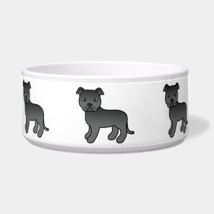 Schwarzer Cartoon Staffordshire Bull Terrier Napf