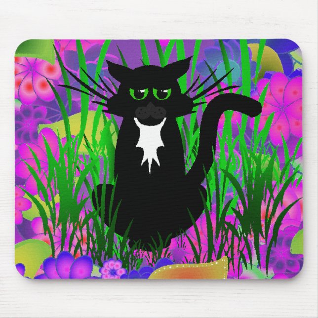 SCHWARZER CAT-MAUSUNTERLAGE MOUSEPAD (Vorne)