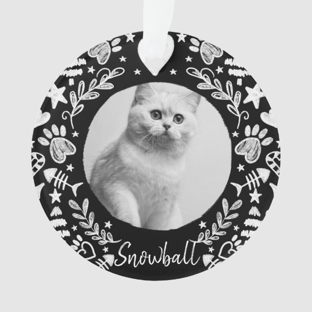 Schwarzer Chalkboard Art Frame Cat Memorial Keepak Ornament (Vorderseite)