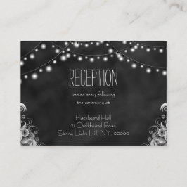 Schwarzer Chalkboard String Lights Empfang Umrandu Begleitkarte