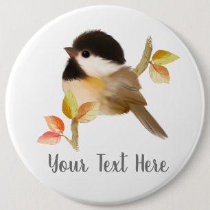 Schwarzer Chickadee Bird Button