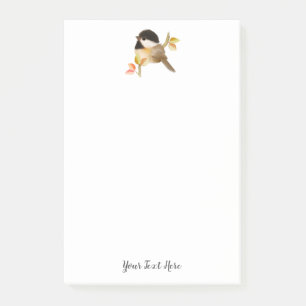 Schwarzer Chickadee Bird Post-it Klebezettel