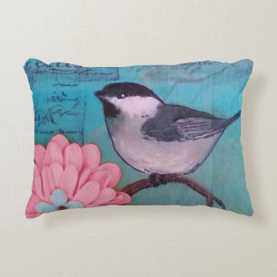 Schwarzer Chickadee Dekokissen