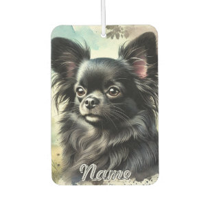 Schwarzer Chihuahua in Wasserfarbe Autolufterfrischer
