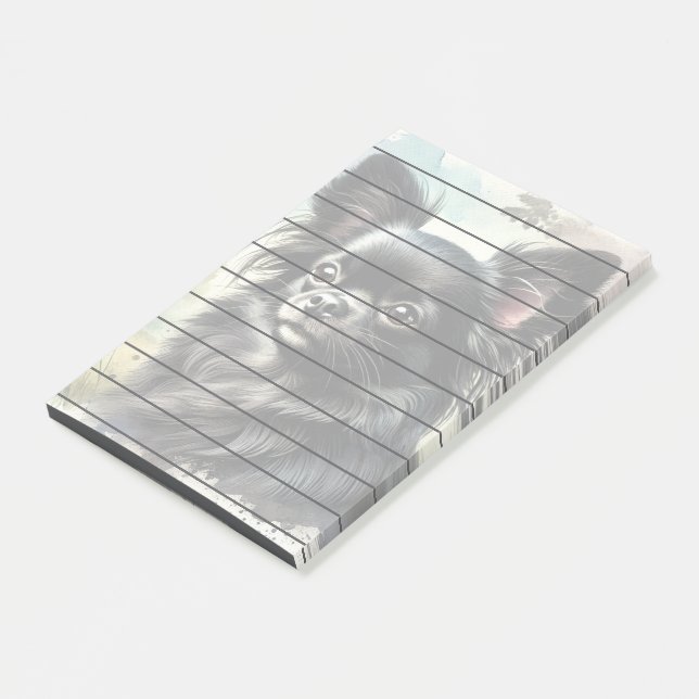 Schwarzer Chihuahua in Wasserfarbe Post-it Klebezettel (angewinkelt)