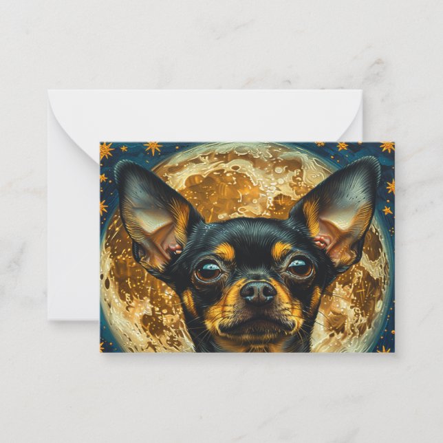 Schwarzer Chihuahua-Welpenhund Notecard Mitteilungskarte (Vorderseite)