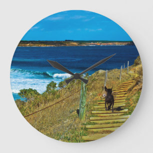 Schwarzer chinesischer haarloser Welpe, runde Wand Große Wanduhr