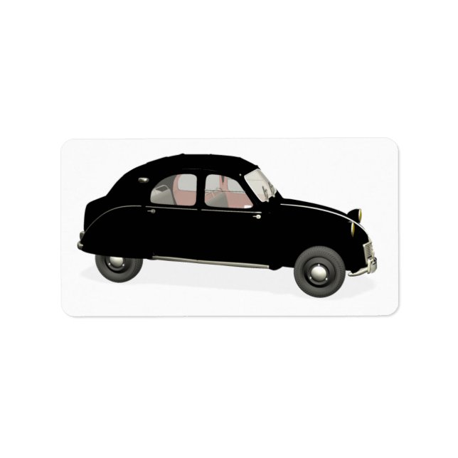 Schwarzer Citroen 2CV Adressaufkleber (Vorne)