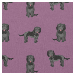 Schwarzer Cockapohund dunkel lila Stoff