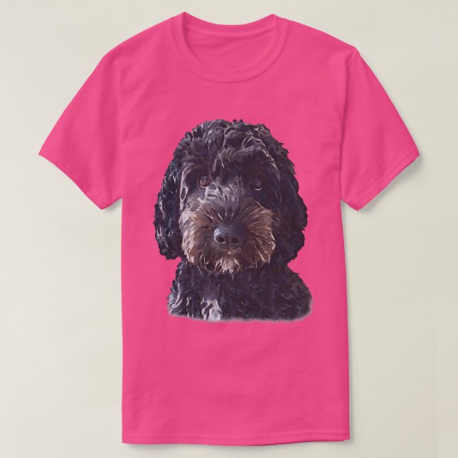 Schwarzer Cockapoo Doodle Hund  T-Shirt (Design vorne)