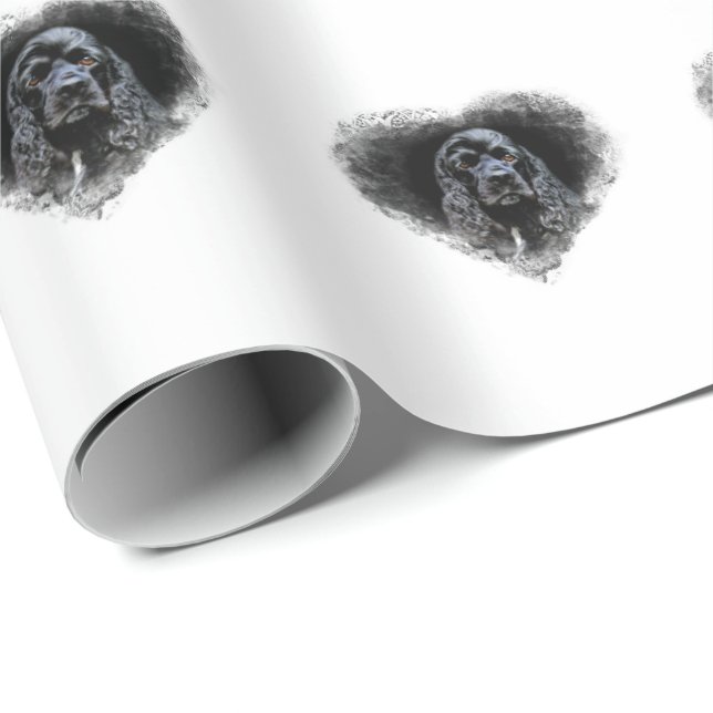 Schwarzer Cocker spaniel-Liebhaber Geschenkpapier (Rolleneckpunkt)