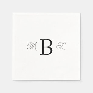 Schwarzer Combo-Schriftart Monogram White Wedding  Serviette