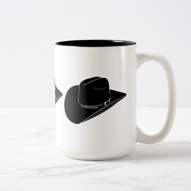 Schwarzer Cowboy-Hut-Tasse Zweifarbige Tasse (Rechts)