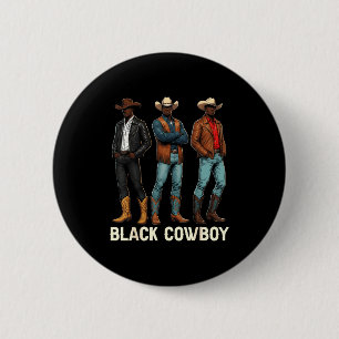 Schwarzer Cowboy Western Rodeo Afrikanischer Melan Button