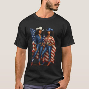 Schwarzer Cowgirl-Stolz Patriotischer Afroamerikan T-Shirt
